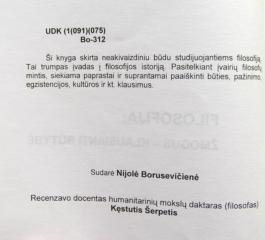 Filosofija: žmogus - klausianti būtybė - Nijolė Borusevičienė, knyga 3