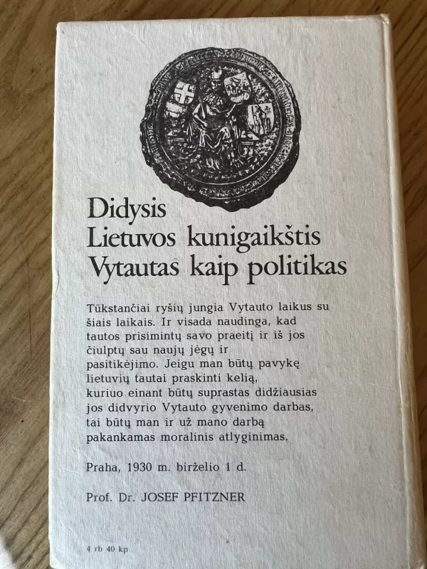 Didysis Lietuvos kunigaikštis Vytautas kaip politikas - Jozefas Pficneris, knyga 3
