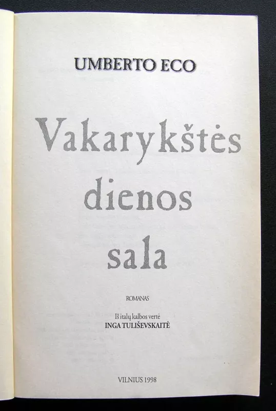 Vakarykštės dienos sala - Umberto Eco, knyga 3