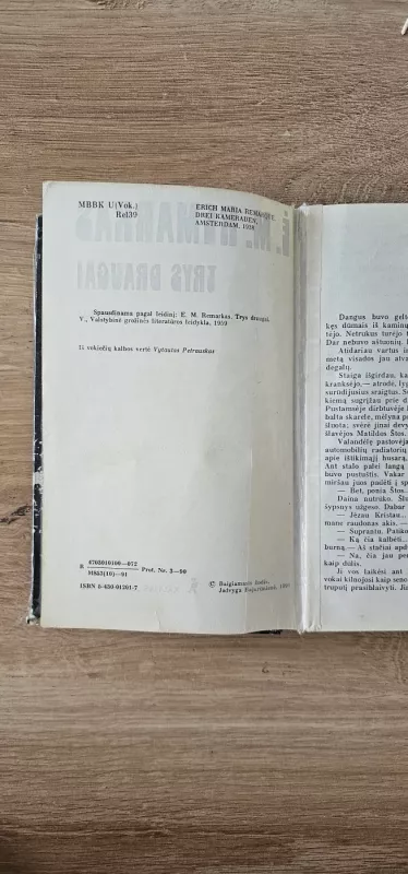 Trys draugai - Erichas Marija Remarkas, knyga 2