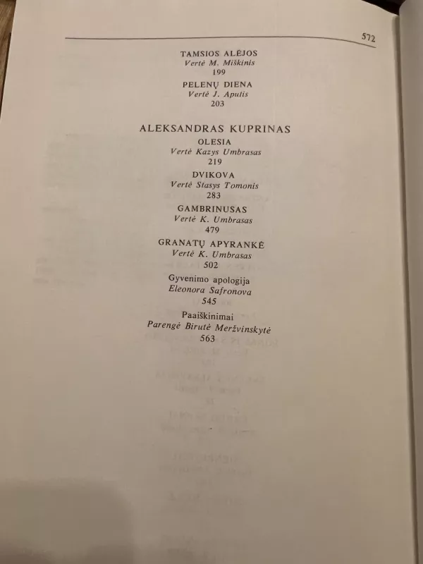 APSAKYMAI APYSAKOS - Ivanas Buninas, Aleksandras Kuprinas, knyga 3