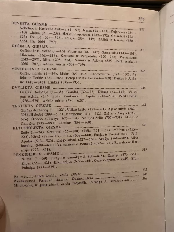 METAMORFOZĖS. Pasaulio literatūros biblioteka (6) - OVIDIJUS, knyga 6