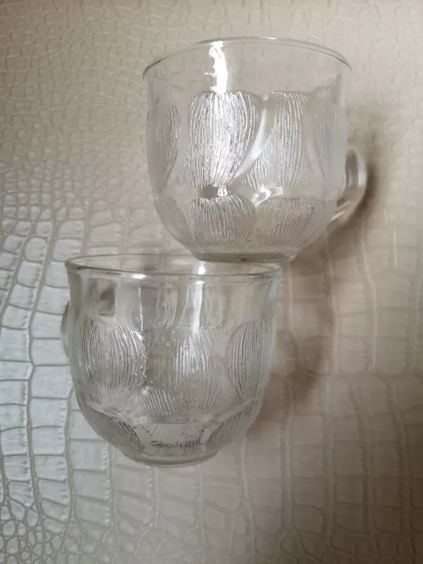 Arcoroc France vintažiniai stikliniai skaidrūs puodeliai - , namai ir interjeras 5
