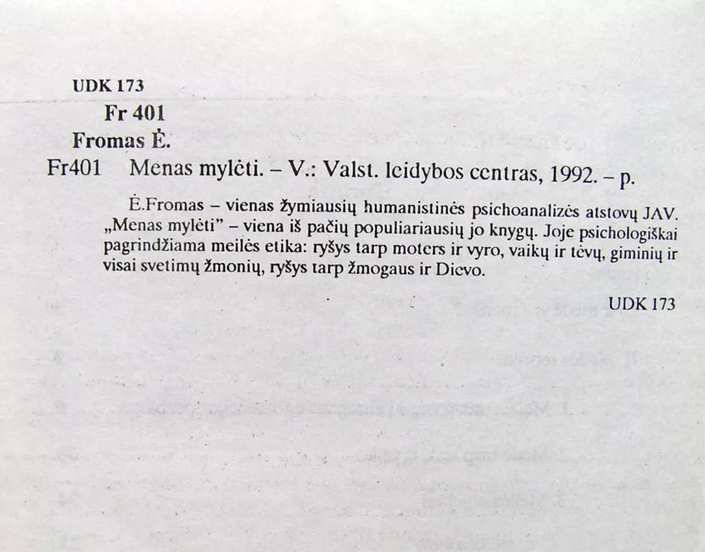 Menas mylėti - Ėrichas Fromas, knyga 5