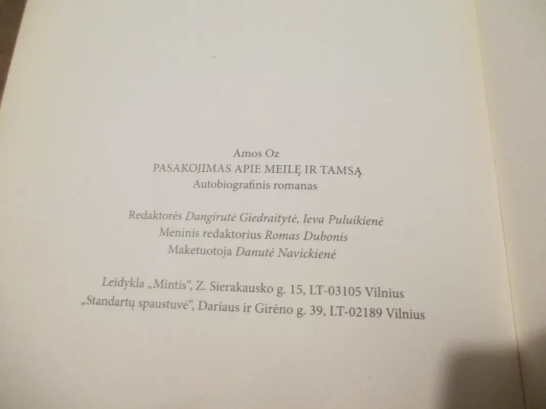Pasakojimas apie meilę ir tamsą - Amos Oz, knyga 5