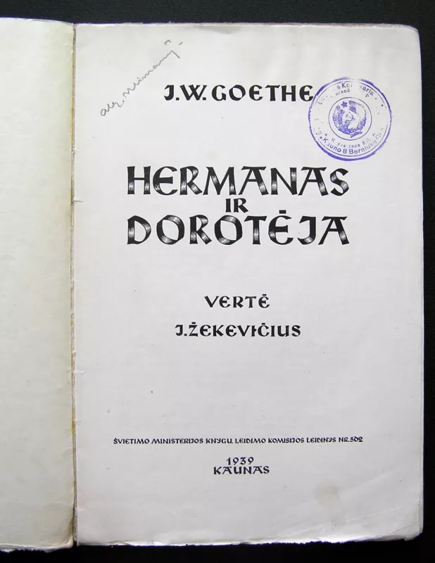 Hermanas ir Dorotėja - Johanas Volfgangas Gėtė, knyga 3