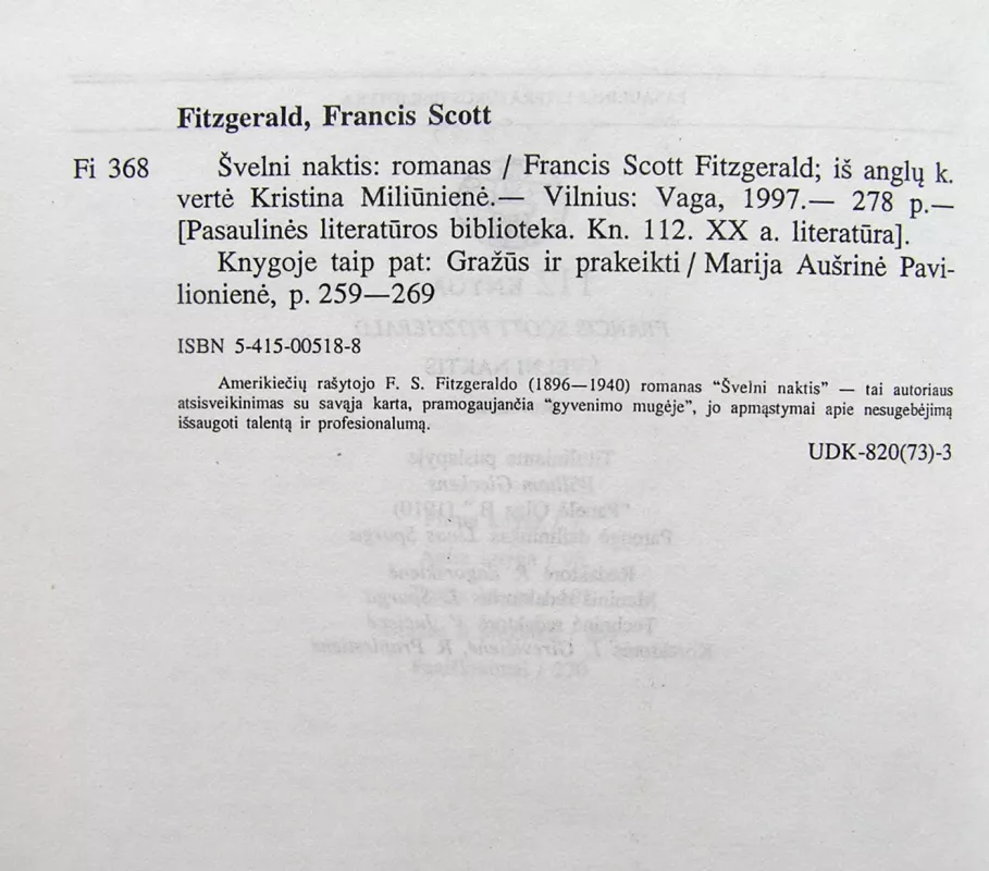 Švelni naktis - Francis Scott Fitzgerald, knyga 4