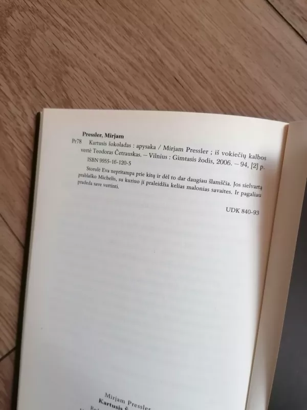 Kartusis šokoladas - Mirjam Pressler, knyga 5