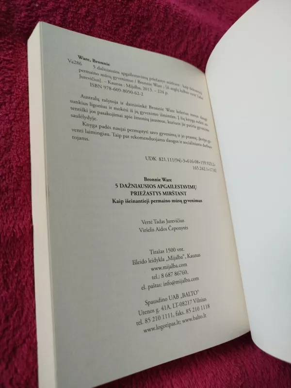 5 dažniausios apgailestavimų priežastys mirštant - Bronnie Ware, knyga 5