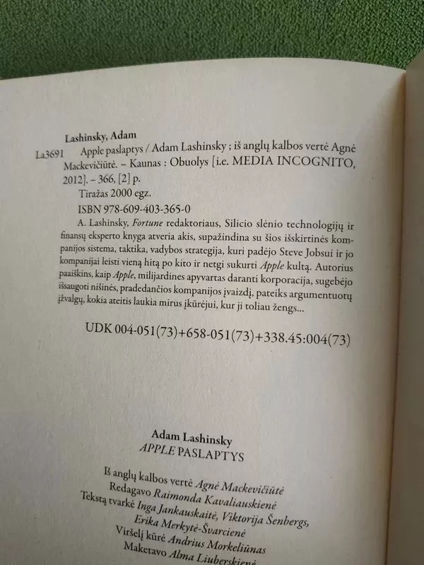 Apple Paslaptys - Lashinsky Adam, knyga 5