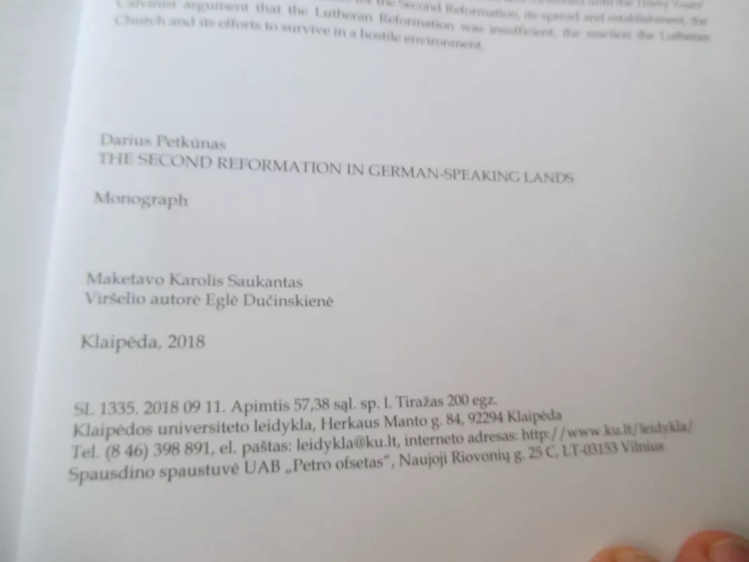 The Second Reformation in german-speaking lands - Darius Petkūnas, knyga 6