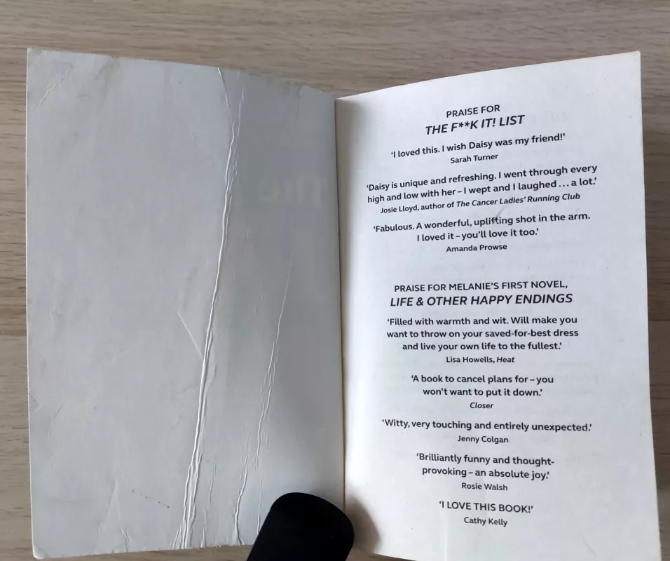 The F**k It! List: The uplifting, hilarious novel that proves the best things can come from disaster! - Melanie Cantor, knyga 3
