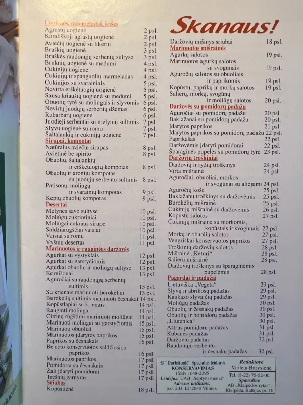 Konservavimas. Darbštuolė Specialus nr. - Redaktorė Violeta Barysienė, knyga 3