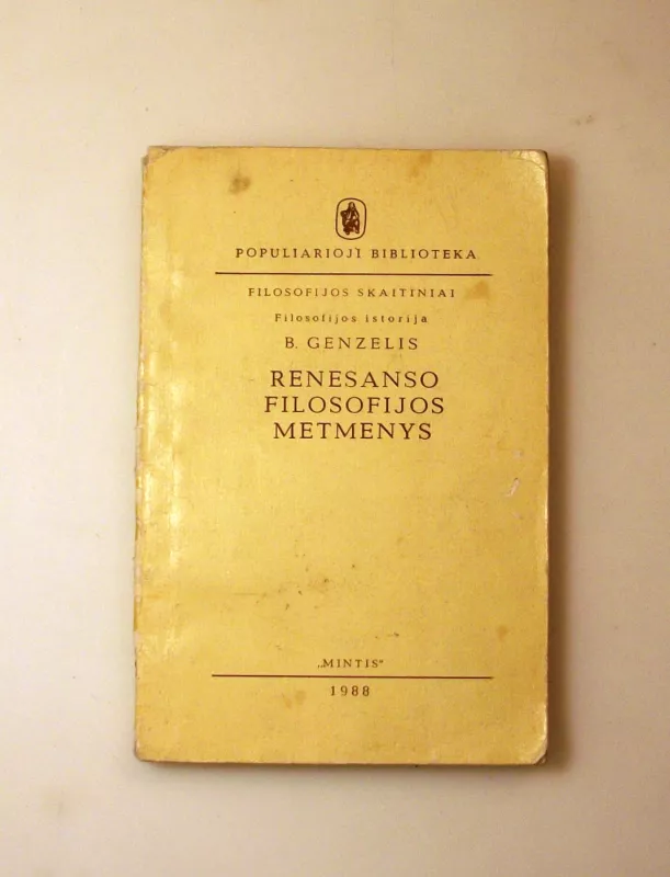 Renesanso filosofijos metmenys - B. Genzelis, knyga 3
