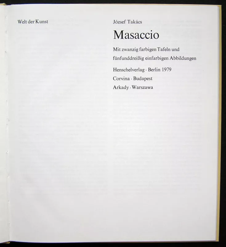 Masaccio - Jozsef Takacs, knyga 3