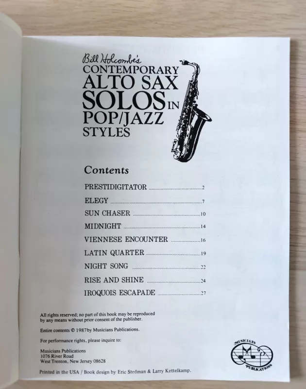 Contemporary Alto Sax Solos in Pop/Jazz Styles with Piano (Studio) - Bill Holcombe, knyga 3