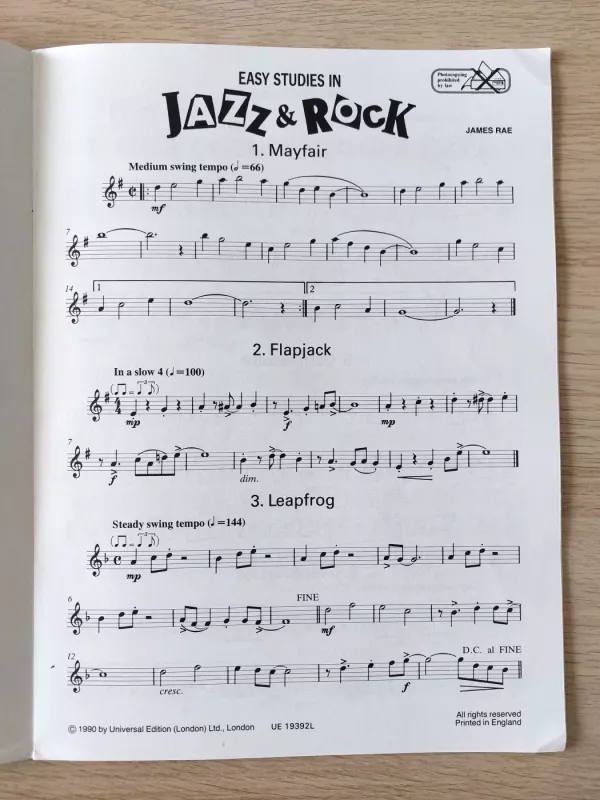 Easy Studies in Jazz & Rock Saxophone - James Rae, knyga 4