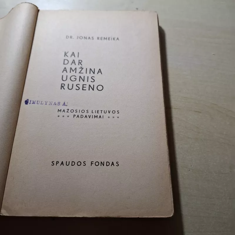 Kai dar amžina ugnis ruseno - Dr. Jonas Remeika, knyga 6