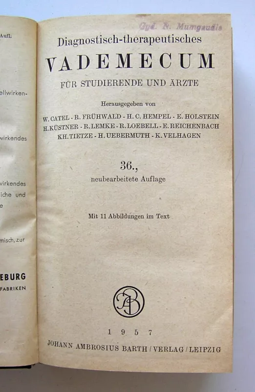 Diagnostisch-therapeutisches Vademecum - von W. Catel, R. Frühwald, knyga 3