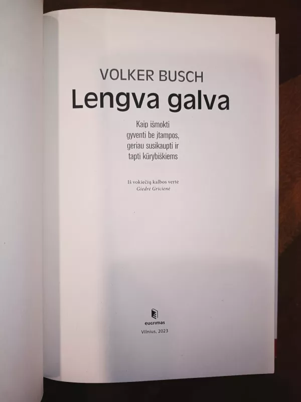 Lengva galva. Kaip išmokti gyventi be įtampos, geriau susikaupti ir tapti kūrybiškiems - Volker Busch, knyga 3