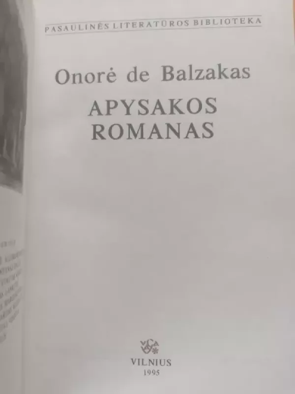 Apysakos. Romanas - Onorė Balzakas, knyga 3