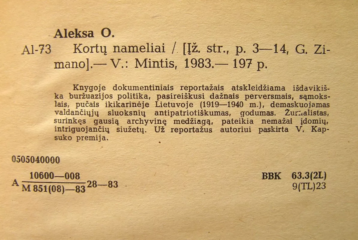 Kortų nameliai - Osvaldas Aleksa, knyga 5
