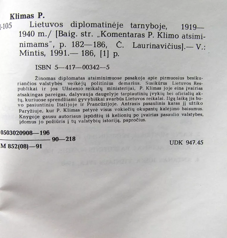 Lietuvos diplomatinėje tarnyboje - Petras Klimas, knyga 4