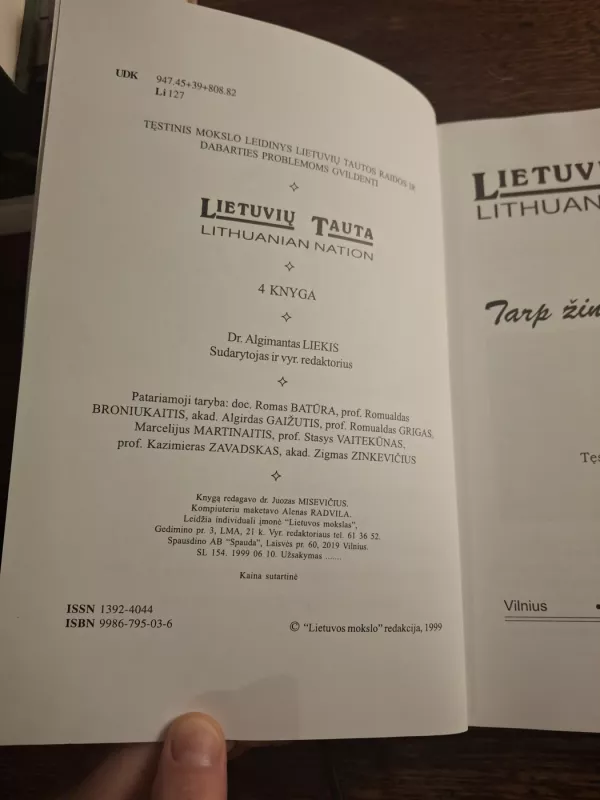 Lietuvių tauta. Knyga 4 - Algimantas Liekis, knyga 3