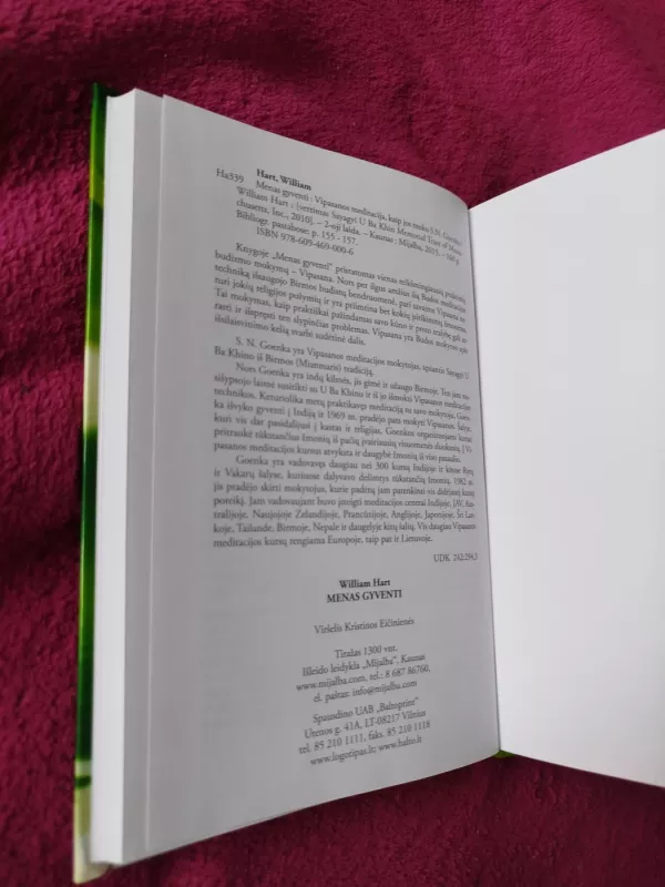 Menas gyventi. Vipasanos meditacija kaip jos moko S. N. Goenka - William Hart, knyga 5