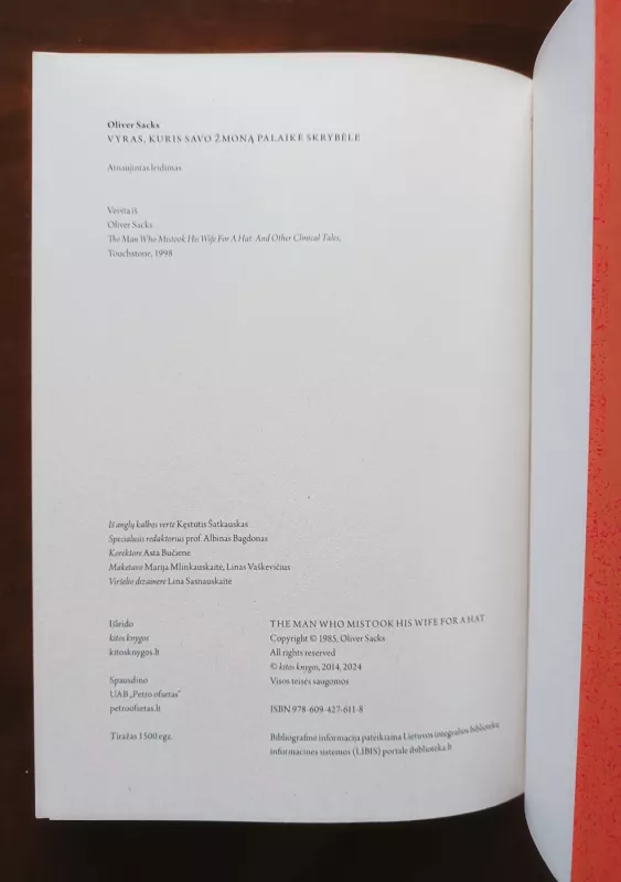 Vyras, kuris savo žmoną palaikė skrybėle - Oliver Sacks, knyga 4