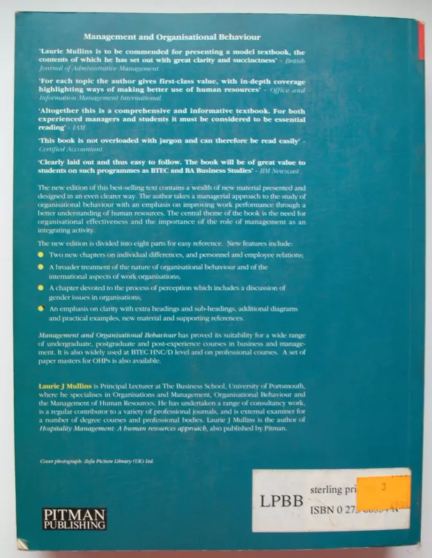Management and Organisational Behaviour - Laurie J. Mullins, knyga 6