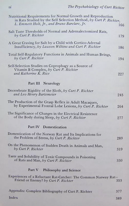 The psychobiology of Curt Richter - Curt Paul Richter, knyga 5