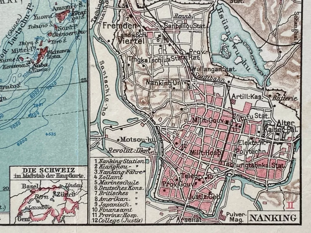 Japonijos ir Kinijos žemėlapis 1931m. originali litografija Meyers Lexikon - , namai ir interjeras 6