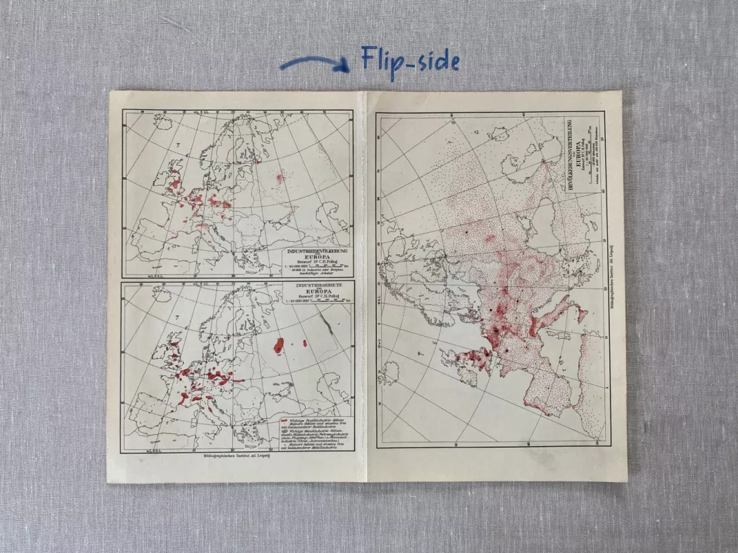 Europos žemėlapis antikvarinė spalvota litografija 1931 m. Meyers Lexikon - , namai ir interjeras 5