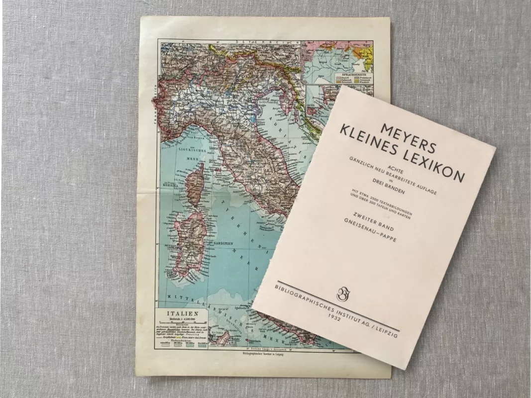 Italijos žemėlapis 1932m. originali litografija iš Meyers Lexikon - , namai ir interjeras 4