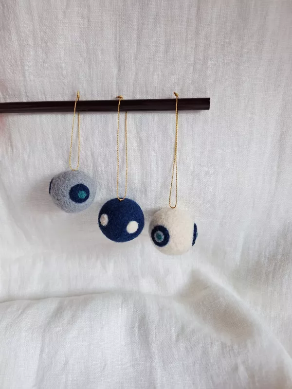 3 nauji vilnos eglutės žaisliukai/pakabinamos dekoracijos - , namai ir interjeras 2