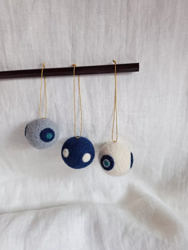 3 nauji vilnos eglutės žaisliukai/pakabinamos dekoracijos - , namai ir interjeras 3