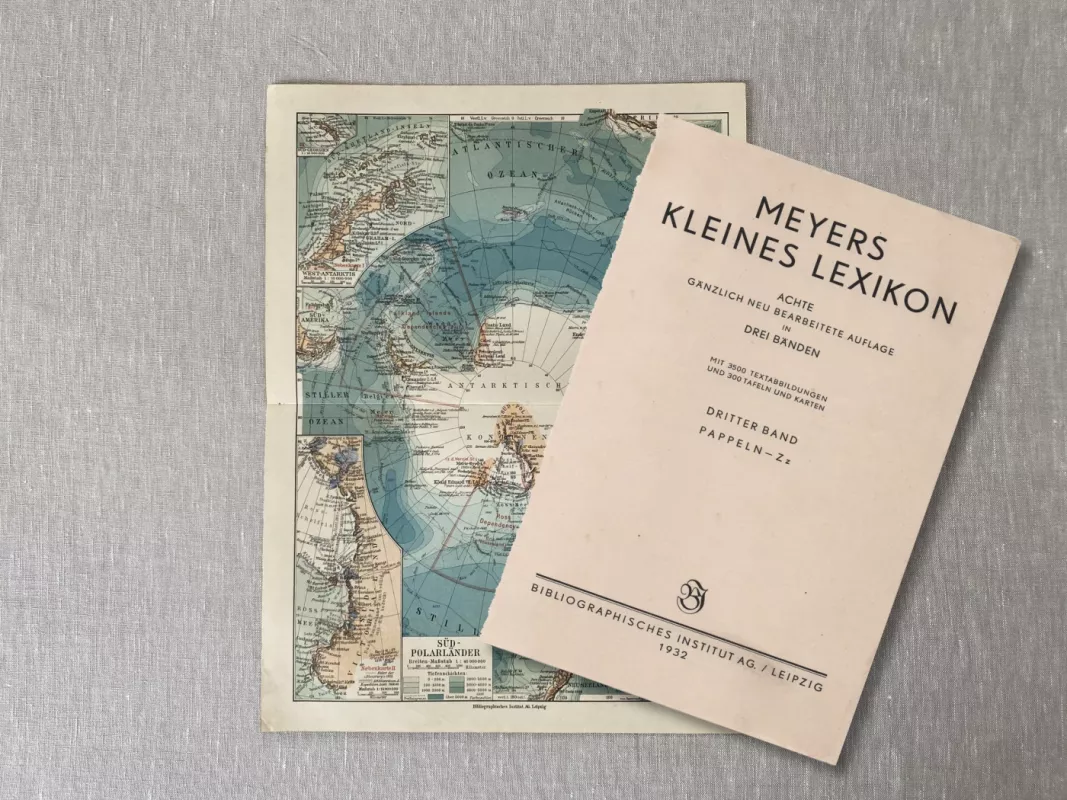 Antarktidos žemyno žemėlapis 1932m. spalvota litografija iš Meyers Lexikon - , namai ir interjeras 4
