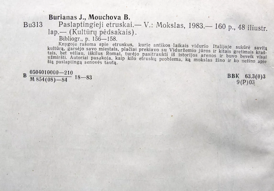 Paslaptingieji etruskai - J. Burianas, ir kiti. , knyga 6