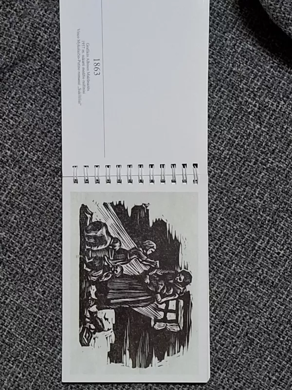 Grafikės Albinos Makūnaitės 1957 metais sukuri medžio raižiniai Vinco Mykolaičio-Putino romanui "Sukilėliai" - Albina Makūnaitė, knyga 3