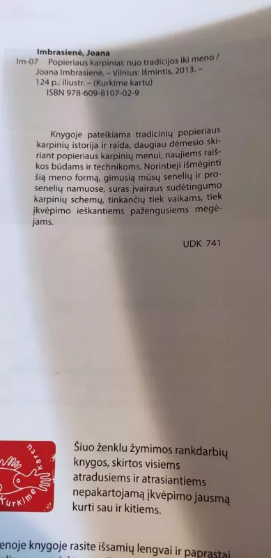 Popieriaus karpiniai. Nuo tradicijos iki meno - Joana Imbrasienė, knyga 4