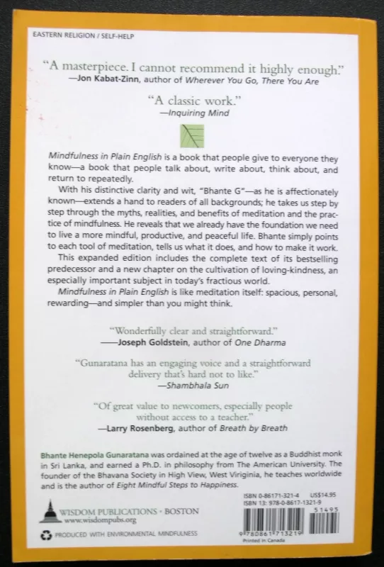 Mindfulness in Plain English - Bhante Henepola Gunaratana, knyga 4