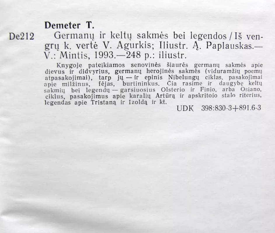 Germanų ir keltų sakmės bei legendos - Tekla Demeter, knyga 3