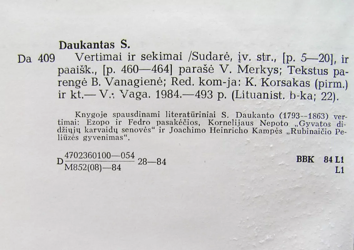 Vertimai ir sekimai - Simonas Daukantas, knyga 5