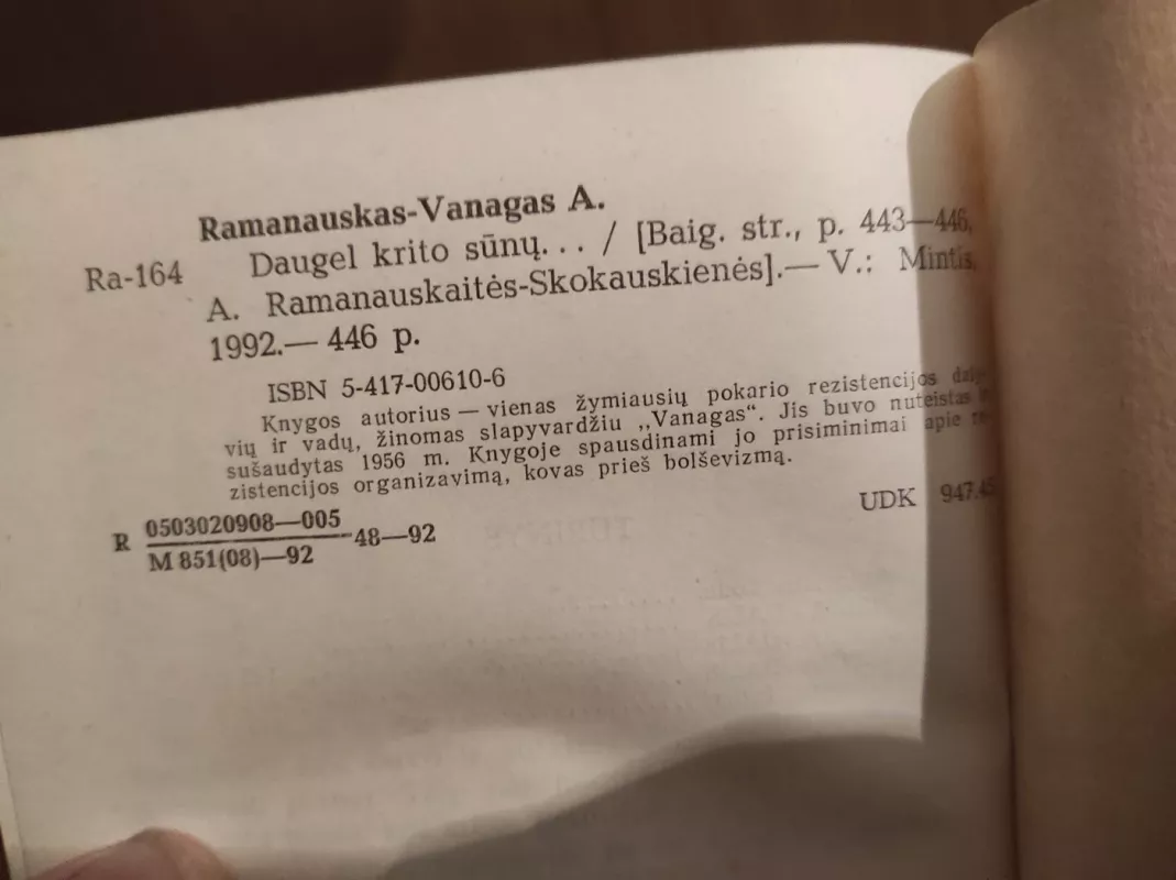 Daugel krito sūnų ... - Adolfas Ramanauskas-Vanagas, knyga 3