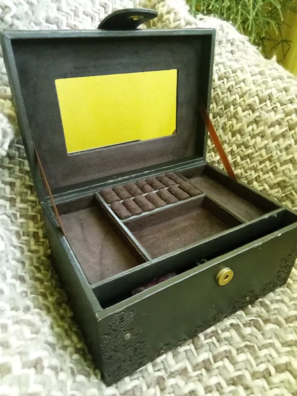 Odinė vintažinė papuošalų dėžutė - , namai ir interjeras 3