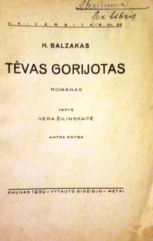 Tėvas Gorijotas I ir II dalys - H. Balzakas, knyga 4
