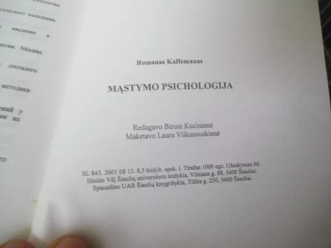 Mąstymo psichologija - Romanas Kaffemanas, knyga 5