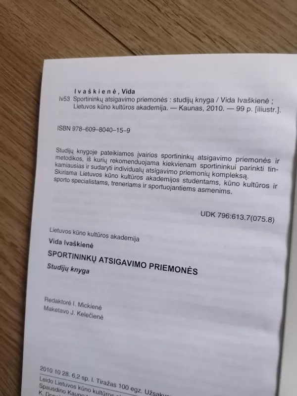 Sportininkų atsigavimo priemonės - Vida Ivaškienė, knyga 6