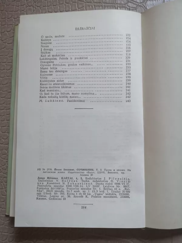 Raštai (I tomas) - Jonas Biliūnas, knyga 5